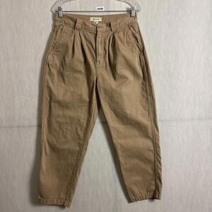 Madewell Women's 29 Khaki Brown Tapered Pleated Front Chino Pants